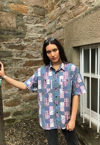VINTAGE CRAZY PATTERNED UNISEX SHORT SLEEVE SHIRT
