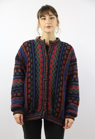 VINTAGE CUTE PATTERNED HEAVY CARDIGAN