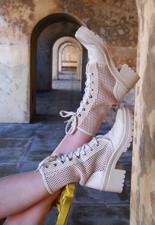90'S ORIGINAL NET CREAM BOOTS