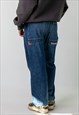 BLUE DENIM 90S BAGGY HIP HOP  CARGO SKATER TROUSERS PANTS