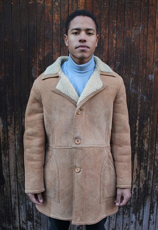 VINTAGE SUEDE FAUX-FUR COAT