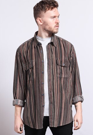 VINTAGE CORDUROY CORD STRIPED SHIRT