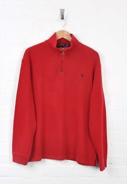 Vintage Ralph Lauren 1/4 Zip Sweater Red XL CV2901