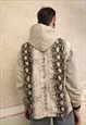 CARGO POCKET PYTHON VEST SNAKE PRINT GILET JACKET IN CREAM