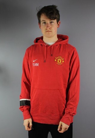VINTAGE NIKE MANCHESTER UNITED HOODIE IN RED EMBROIDERY