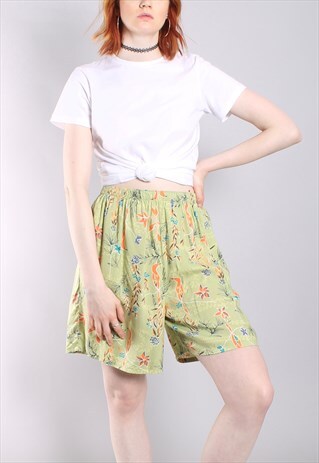 VINTAGE 90S FLORAL PATTERNED HIGH WAISTED CULOTTE SHORTS