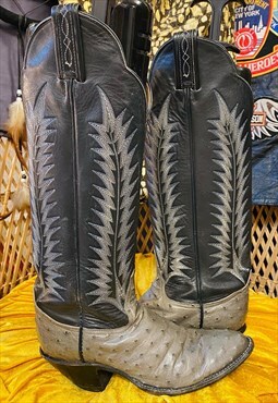 Vintage grey & black knee high cowboy boots