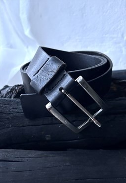 Vintage Italian Black Real Leather Belt 