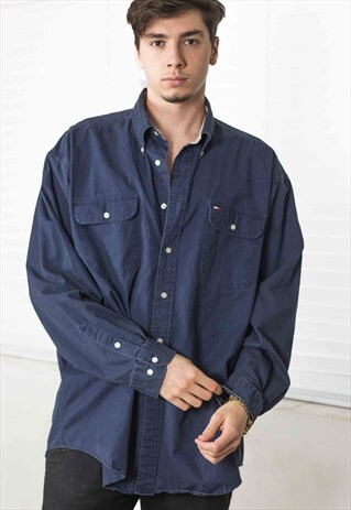 VINTAGE TOMMY HILFIGER SHIRT LOGO 90S XL 15.8