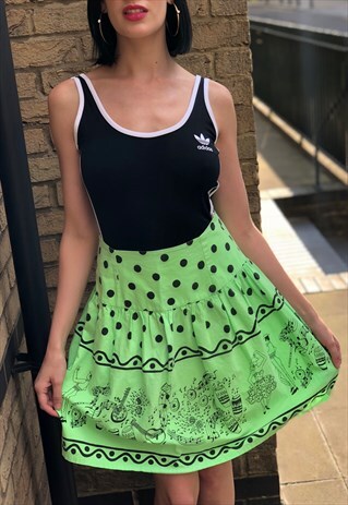 CHA-CHA SKIRT- 80S NOVELTY PRINT SKIRT
