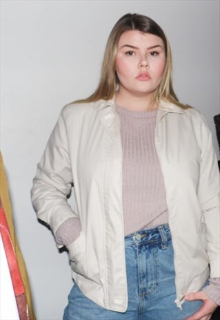 BOMBER JACKET BEIGE CREAM VINTAGE 80'S 90'S 00'S Y2K COAT
