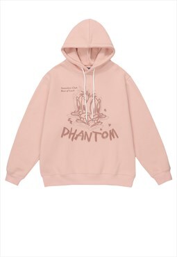 Retro cartoon hoodie duck print pullover phantom jumper pink