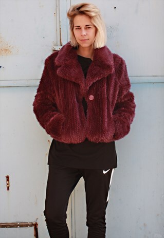 VINTAGE 90' UNIQUE PURPLE FAUX FUR COOL JACKET