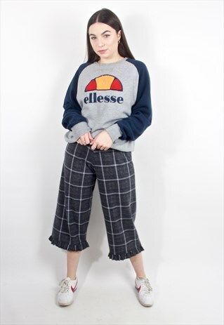 90'S RETRO GREY & BLUE LOGO SPELL-OUT SWEATSHIRT