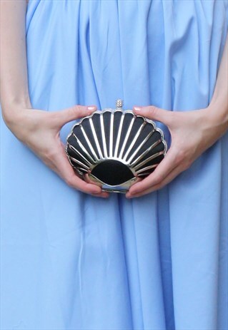 VINTAGE INSPIRED BLACK 1930S STYLE ART DECO SHELL CLUTCH BAG