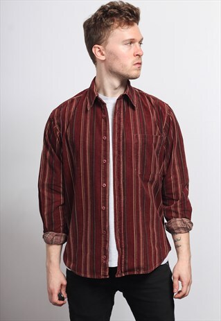 VINTAGE CORDUROY CORD STRIPED SHIRT