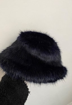 Midnight Blue Faux Fur Hat
