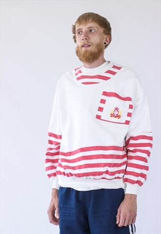 80S VINTAGE MENS YACHTING CLUB BIG LOGO SWEATSHIRT CREW NECK