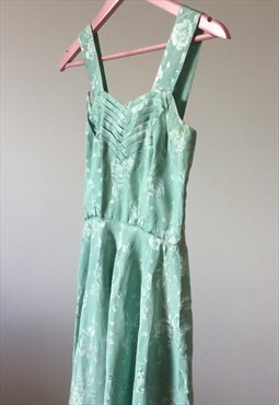 Vintage 50s Handmade Mint Green Midi Dress 