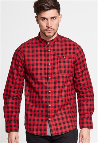 MENS RED CHECKED BRAVE SOUL SHIRT