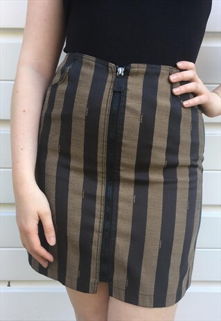 WOMENS VINTAGE 80S 90S FENDI SKIRT ZUCCA STRIPY HIGH WAIST