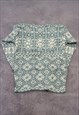 VINTAGE KNITTED JUMPER ABSTRACT PATTERNED KNIT SWEATER