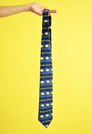 VINTAGE 90'S RETRO ABSTRACT FISH NOVELTY COMIC PRINT TIE