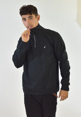 VINTAGE 90S BLACK NAUTICA ZIP UP SWEATSHIRT