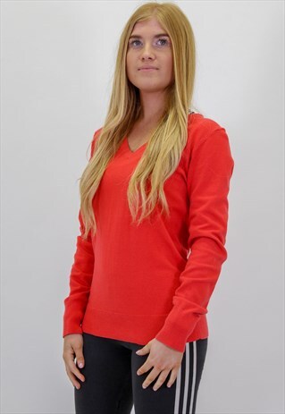 VINTAGE TOMMY HILFIGER SWEATER JUMPER IN ORANGE MEDIUM