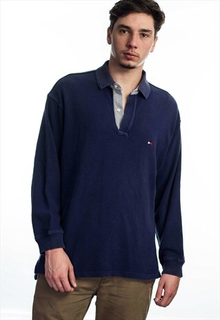 VINTAGE TOMMY HILFIGER LOGO POLO SHIRT 90S L 17.3