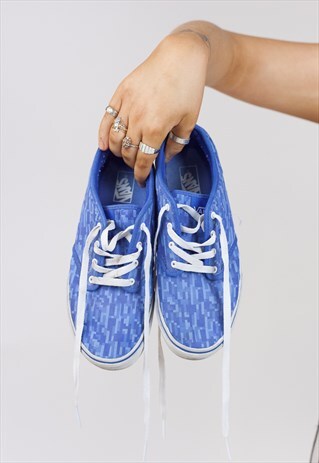 VINTAGE VANS BLUE PIXEL PATTERNED TRAINERS