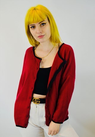 VINTAGE CASHMERE RED CARDIGAN