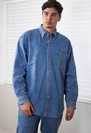 VINTAGE TOMMY HILFIGER SHIRT DENIM LOGO 90S M 20.2