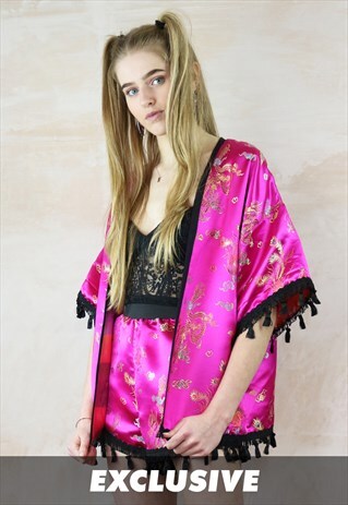 EXCLUSIVE PINK DRAGON TASSEL SHORTS & KIMONO CO-ORDINATE