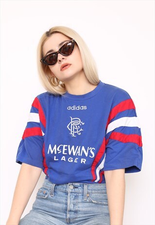 VINTAGE 90S ADIDAS BLUE TOP T-SHIRT