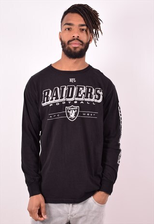 NFL MENS VINTAGE RAIDERS TOP LONG SLEEVE LARGE BLACK 90S