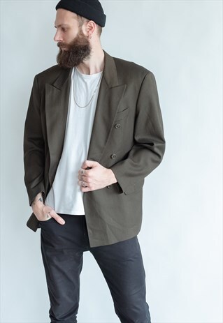 VINTAGE 80S DOUBLE BREASTED BLAZER IN BROWN