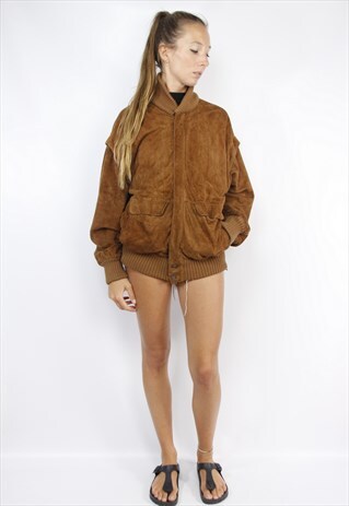 SUEDE BOMBER JACKET / SUEDE JACKET BROWN / SUEDE JACKET