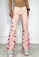 VINTAGE 90S TROUSERS FLARE LOW RISE PRINTED BOOTCUT BLEACHED