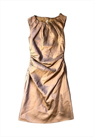 Vintage PRADA Gold Ruched Draped Silk Dress