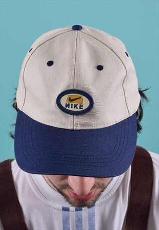 VINTAGE NIKE BLUE AND CREAM CAP
