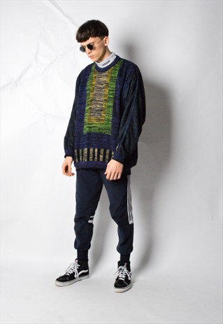 VINTAGE 90S COLOUR BLOCK KNIT JUMPER
