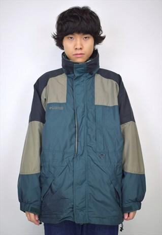 VINTAGE 90S COLUMBIA AQUA/KHAKI FLEECE JACKET