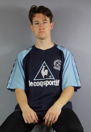 VINTAGE LE COQ SPORTIF QPR TRAINING T-SHIRT IN NAVY BLUE WIT