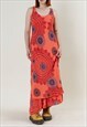 VINTAGE Y2K BOHO ABSTRACT SLEEVELESS MAXI MULTI LAYER DRESS 