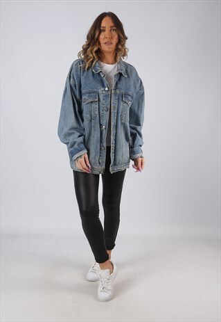 DENIM JACKET OVERSIZED FITTED VINTAGE UK 20 - 22 (CW3T)
