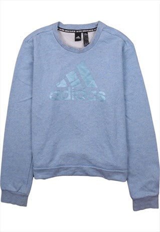 Vintage 90's Adidas Sweatshirt Spellout Crew Neck Blue