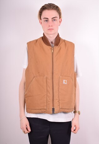 CARHARTT MENS VINTAGE GILET LARGE BROWN 90S