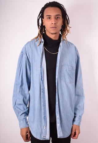 BANANA REPUBLIC MENS VINTAGE DENIM SHIRT XL BLUE 90S