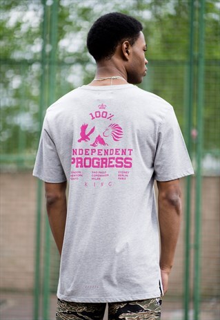 PROGRESS T-SHIRT IN GREY WITH BACK PRINT